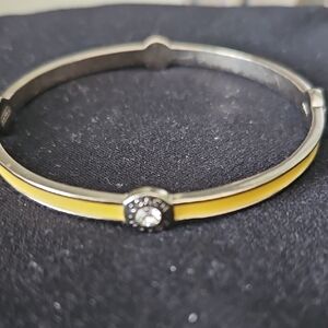 Coach Two-Tone Yellow and Silver Crystal Bangle Bracelet